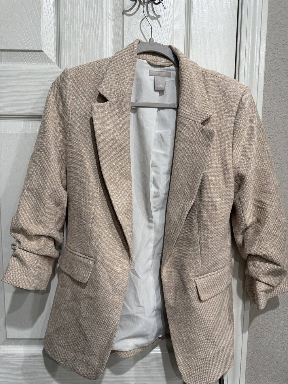 H&M Classic Women's Beige Linen-Blend Blazer Small